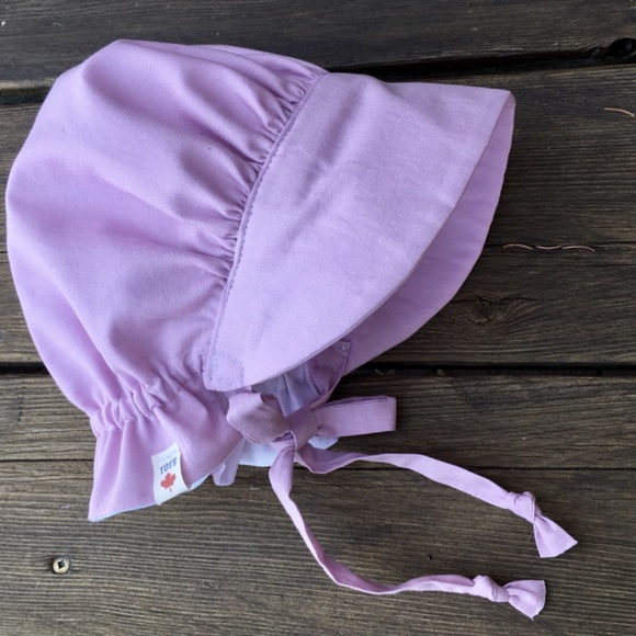 Pioneer Style Pure Cotton Bonnet, Lilac Pink Handmade - Picture 3 of 3